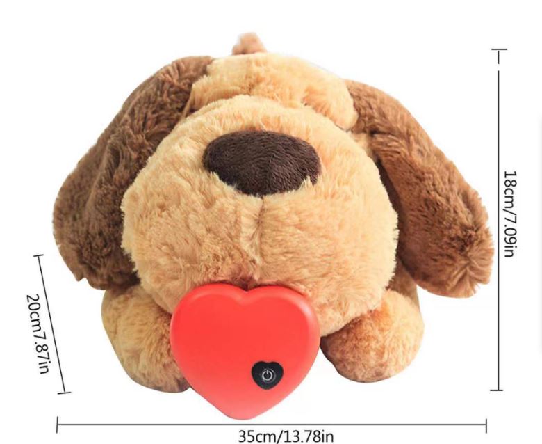 Furlow Heartbeat Toy — white dog plush with simulated heartbeat to calm anxious pets